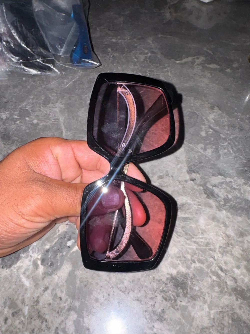 Black Frame Pink Lens Women's Fashion Sunglasses